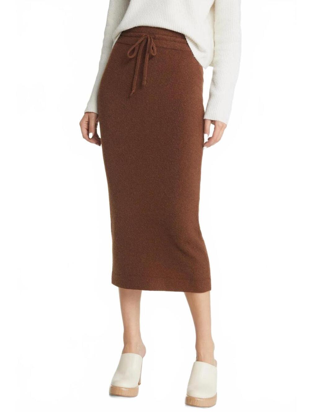 Treasure & Bond Midi Sweater Skirt with Drawstring NWT Brown Small